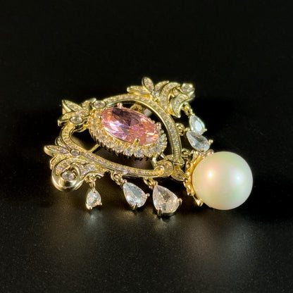 Vintage Court Style Pearl Pendant Brooch