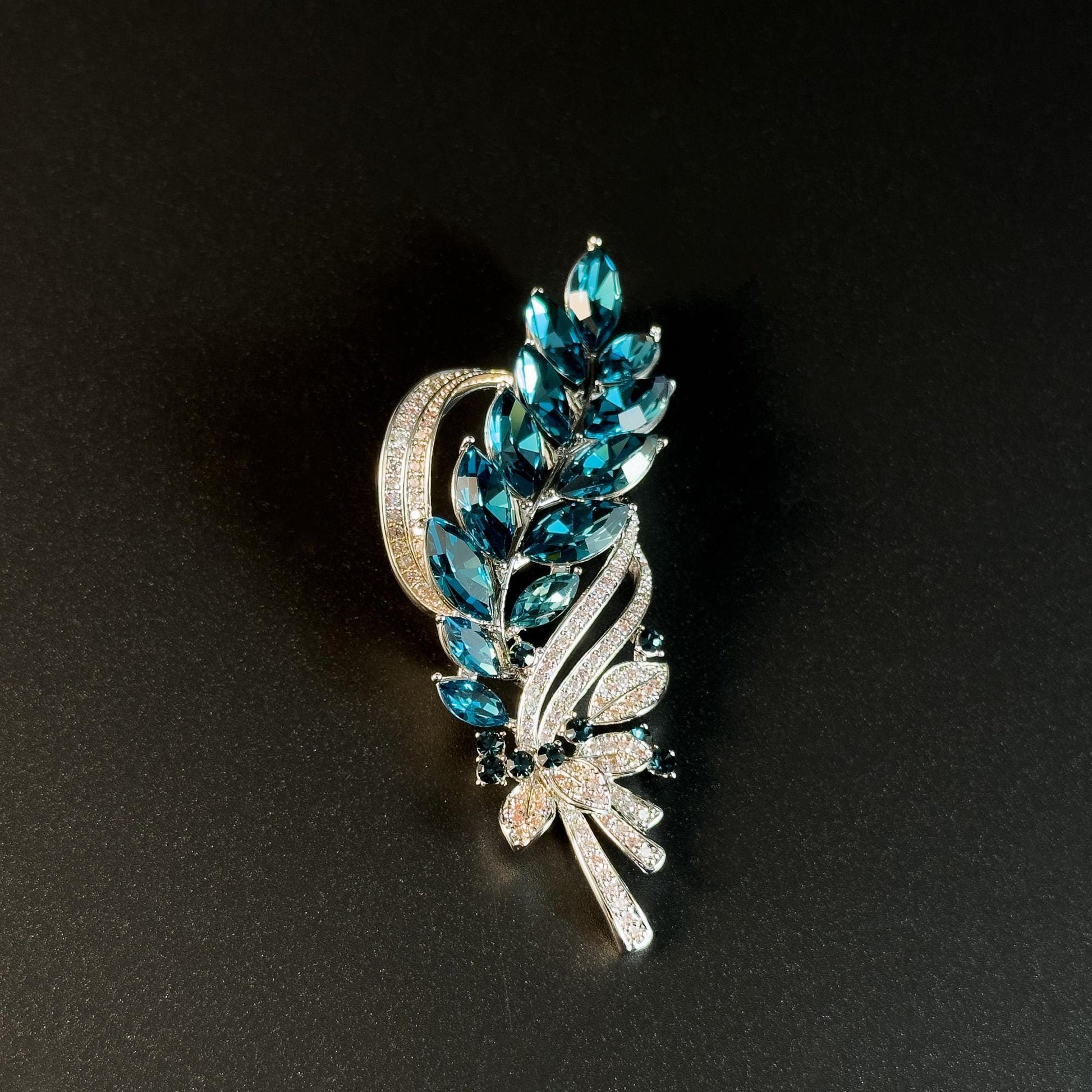 Blue Wheat Ear Brooch