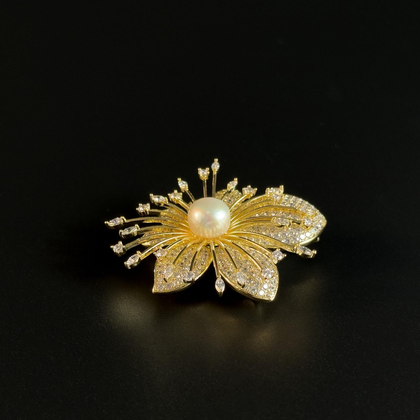 Gold Flower Brooch Pendant