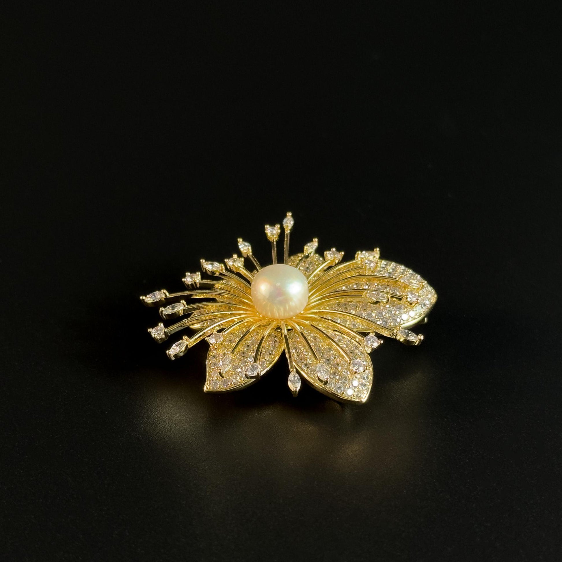 Gold Flower Brooch Pendant
