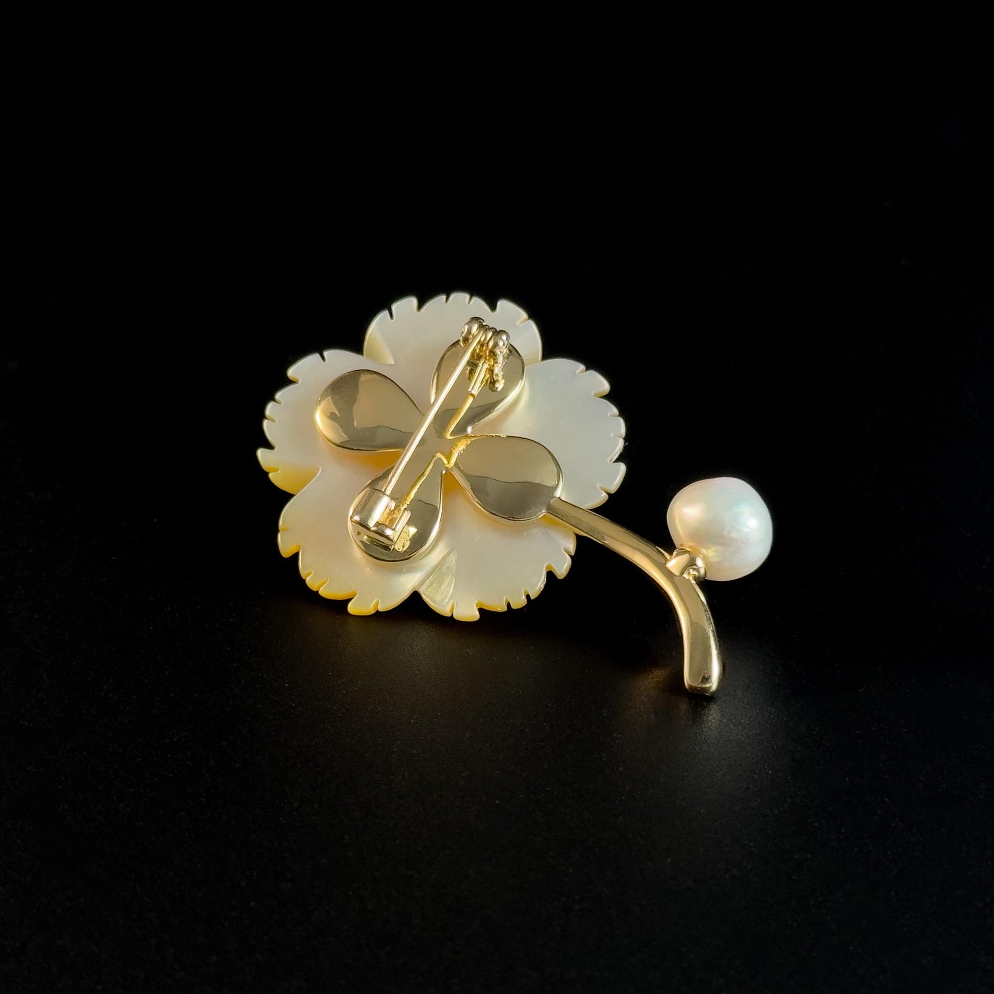 Yellow Mother-of-Pearl Flower Brooch