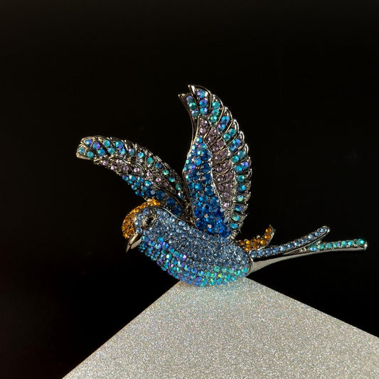 Blue Bird-Shaped Brooch