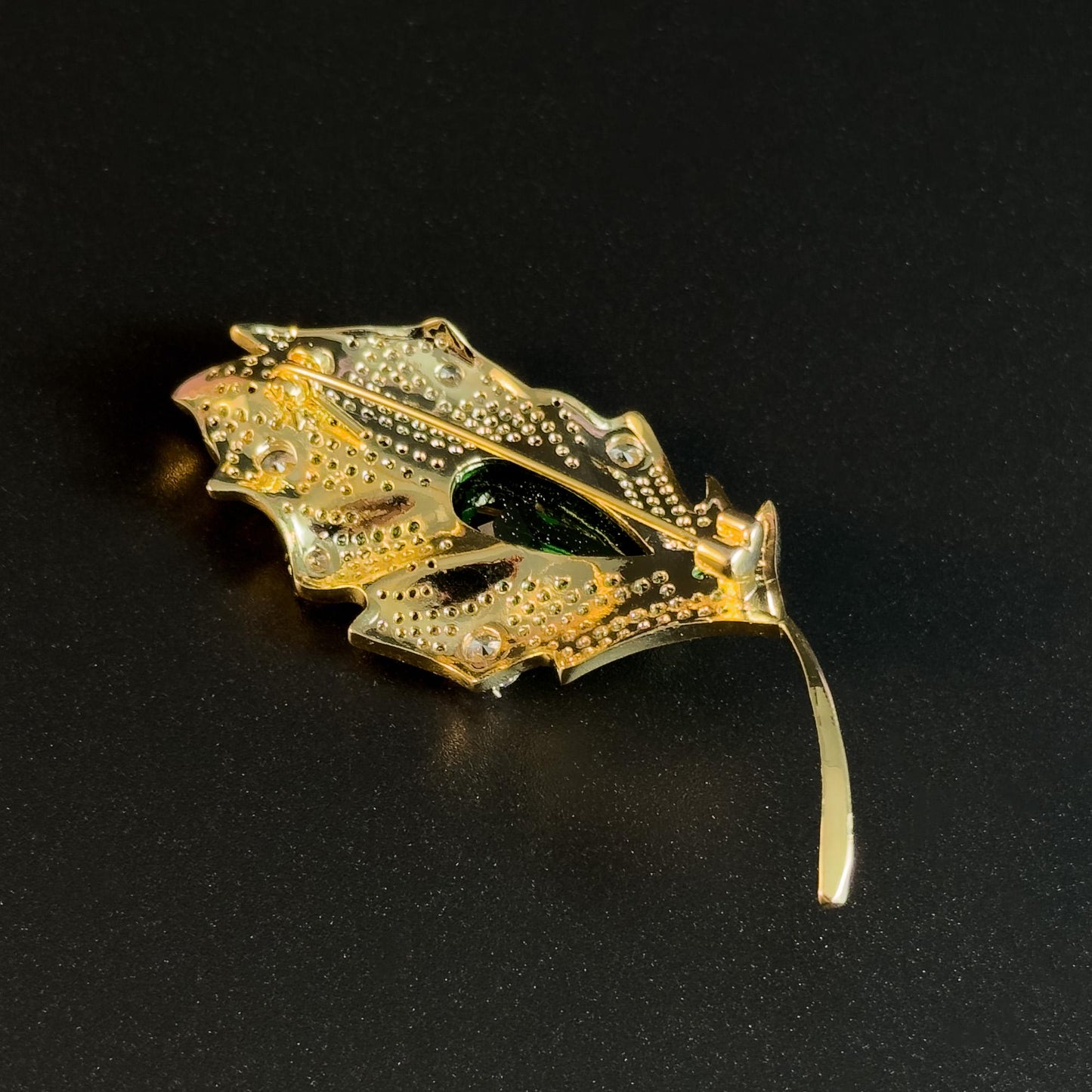 Leaf-Shaped Cubic Zirconia Brooch