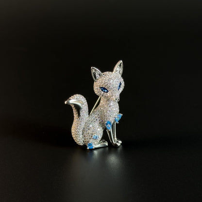 3D Zircon Fox Brooch