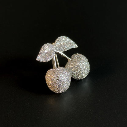Silver Cherry Brooch