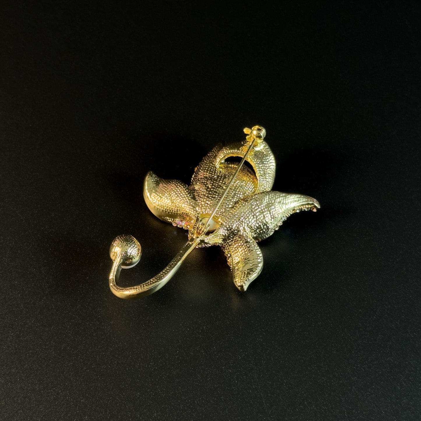 Golden Lotus Zirconia Brooch