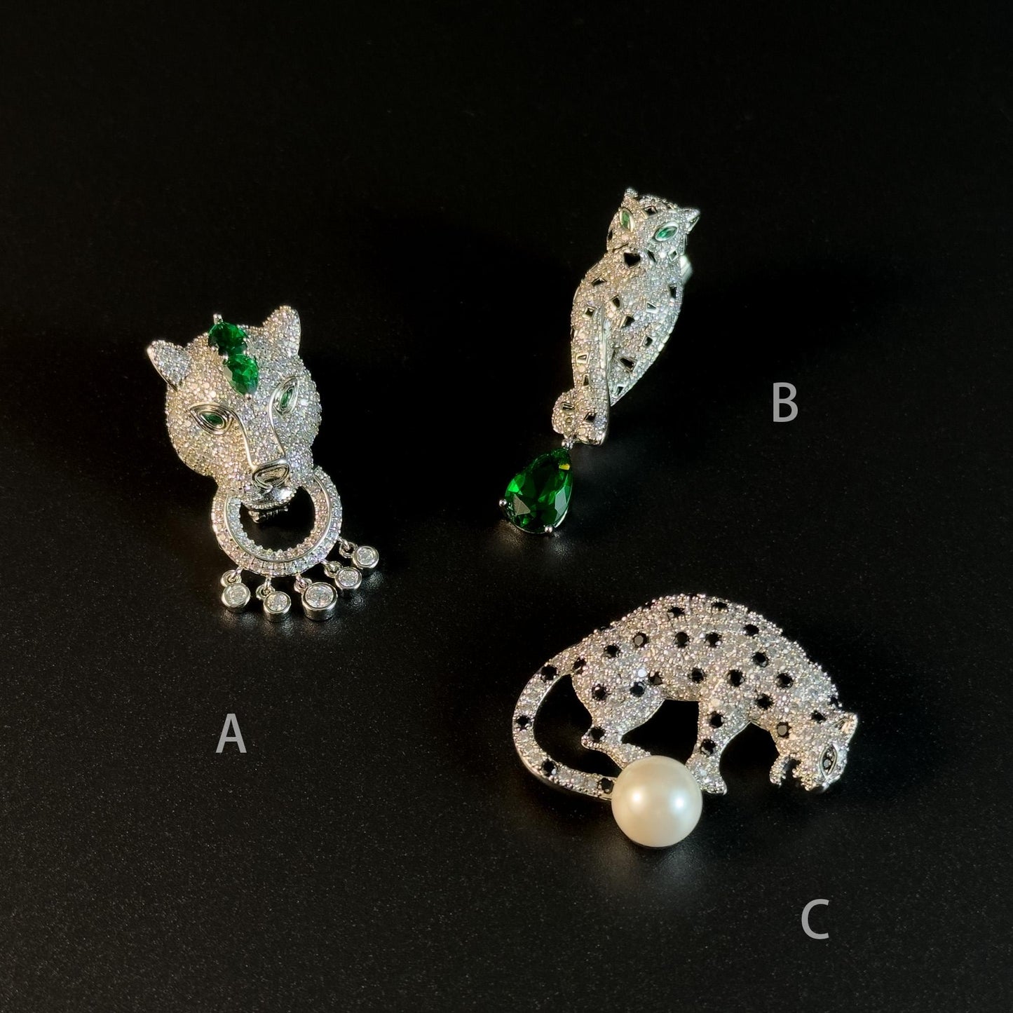 Silver Panther Brooch
