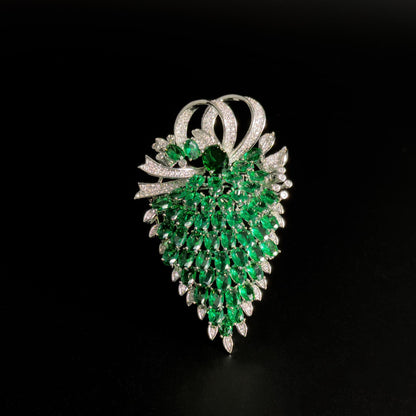 Dazzling Green Diamond Grape Brooch