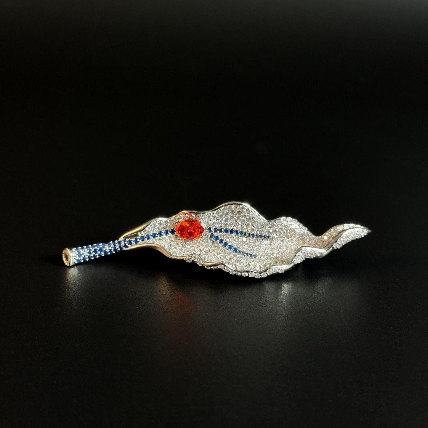 Full-Diamond Leaf-Shaped Brooch