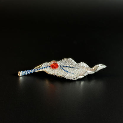 Full-Diamond Leaf-Shaped Brooch