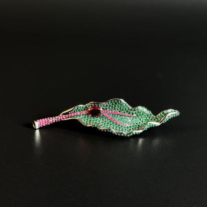 Full-Diamond Leaf-Shaped Brooch