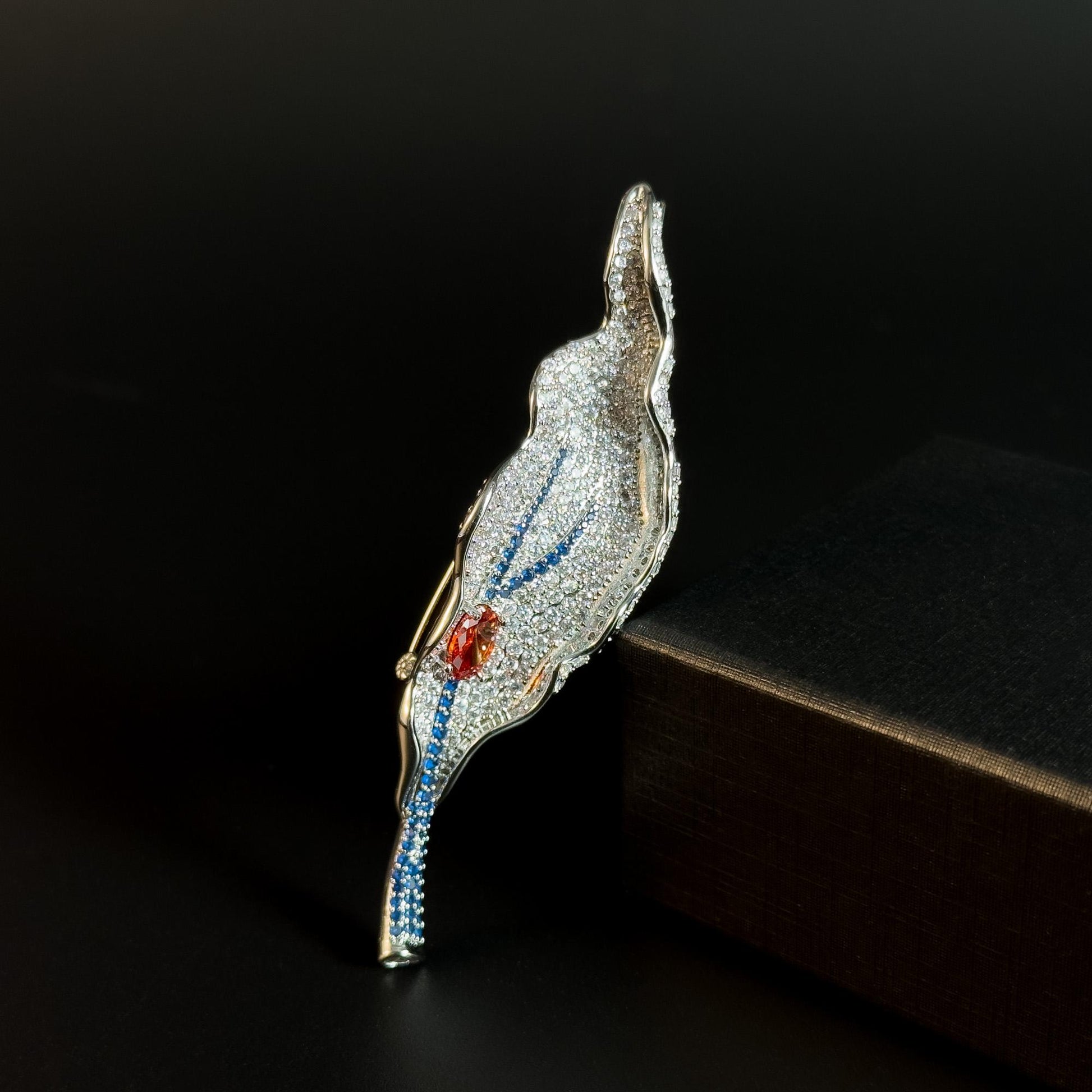 Full-Diamond Leaf-Shaped Brooch