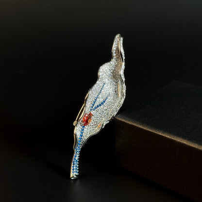 Full-Diamond Leaf-Shaped Brooch