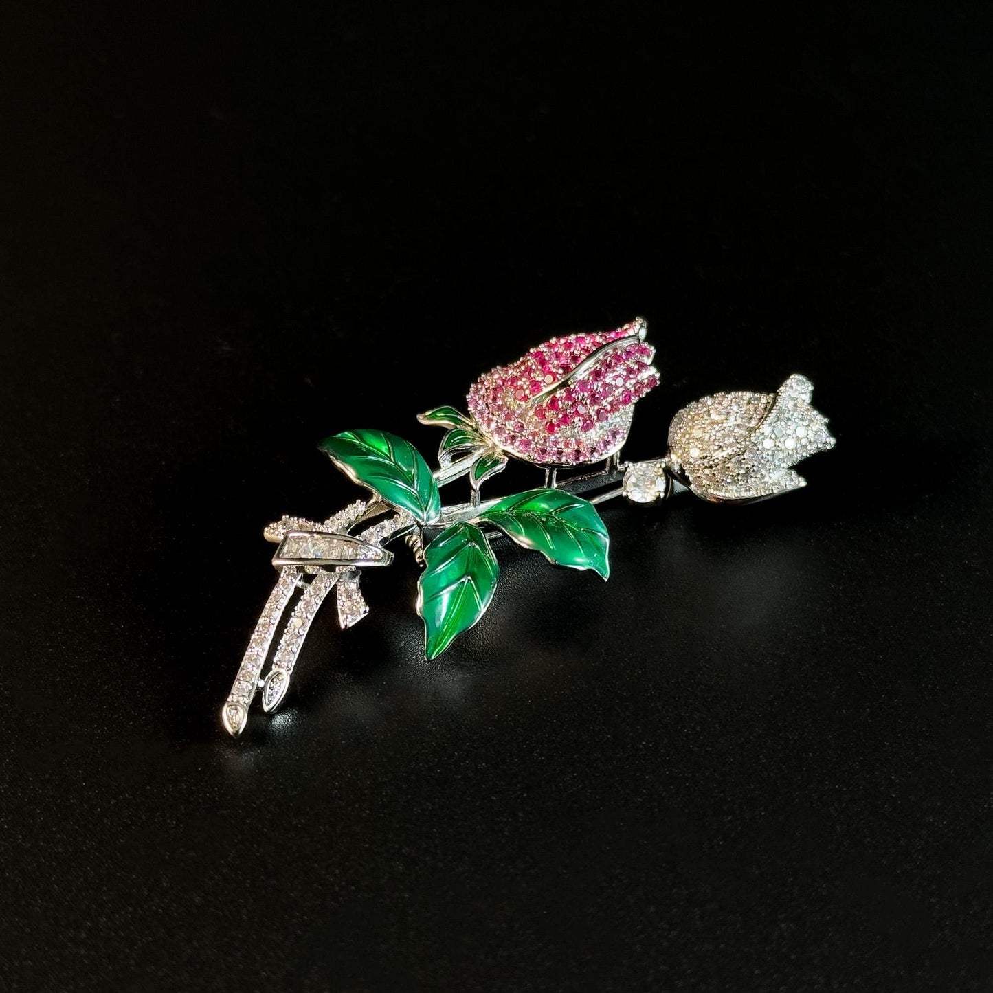 Elegant Two-Tone Rose Brooch