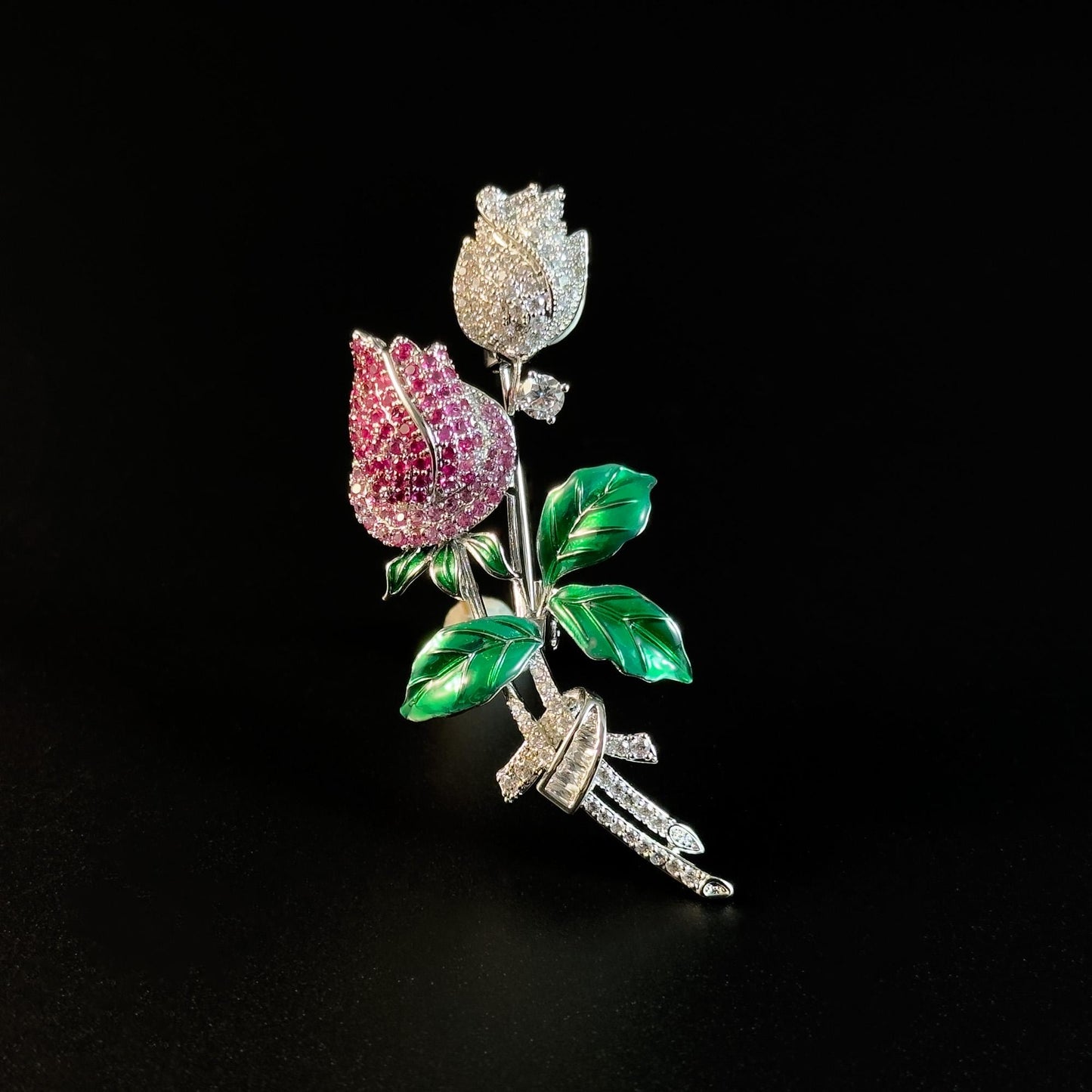 Elegant Two-Tone Rose Brooch