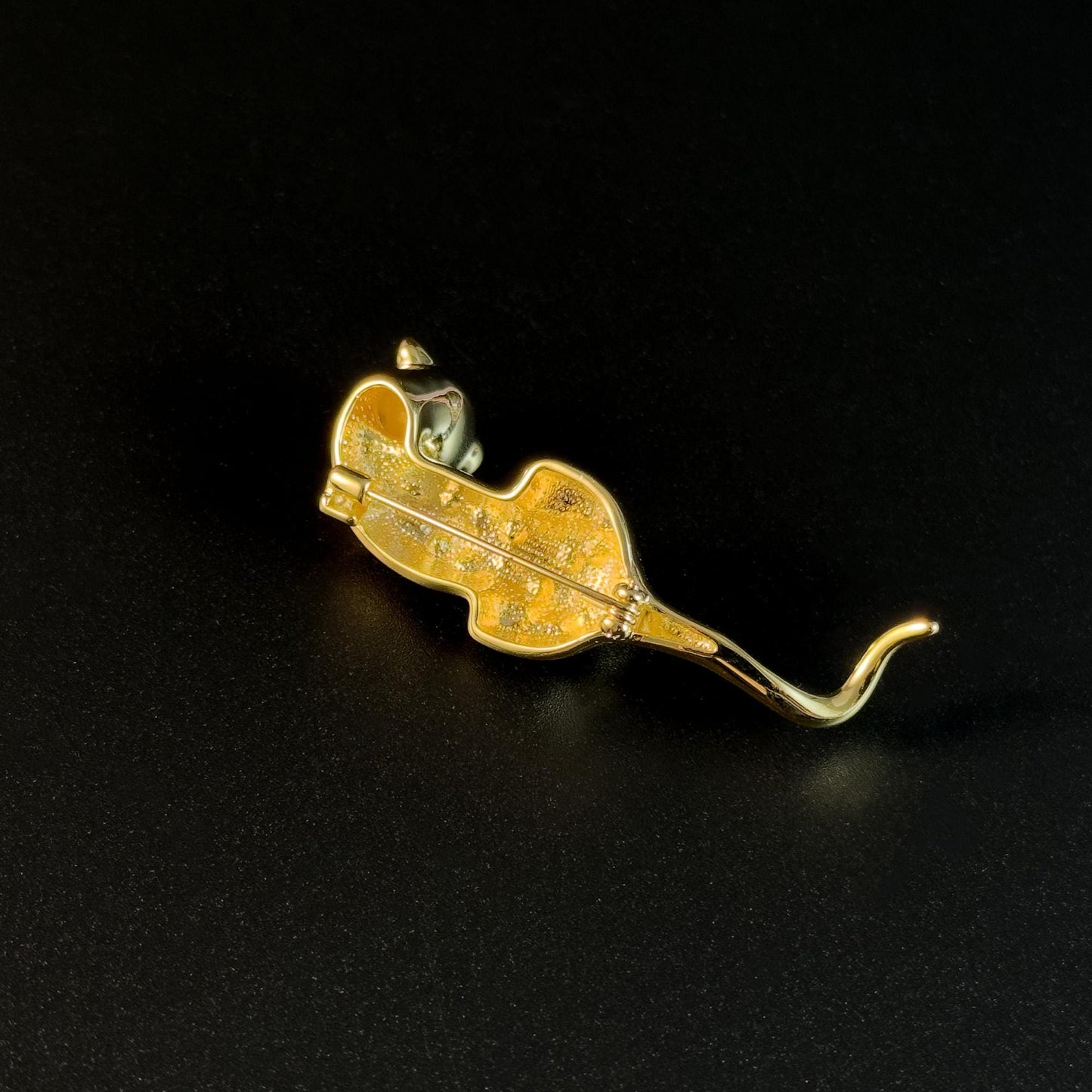 Gold-Plated Rhinestone Panther Brooch