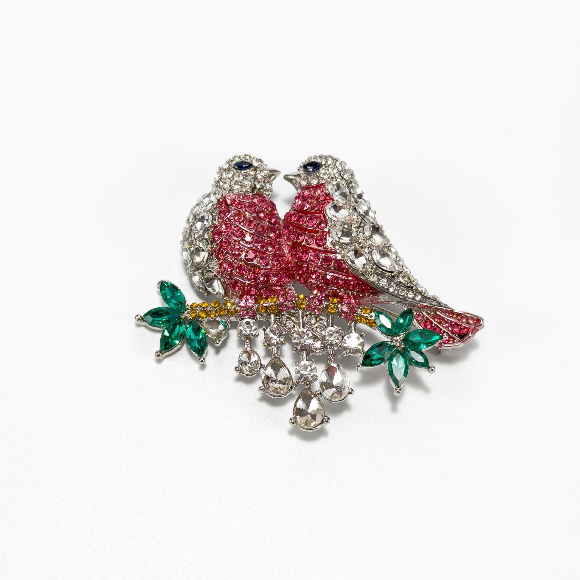 Pink Double Bird Brooch