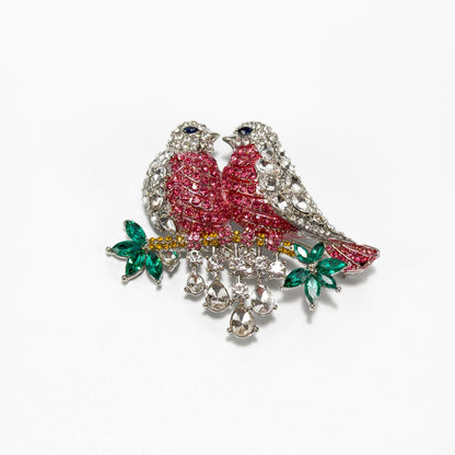 Pink Double Bird Brooch