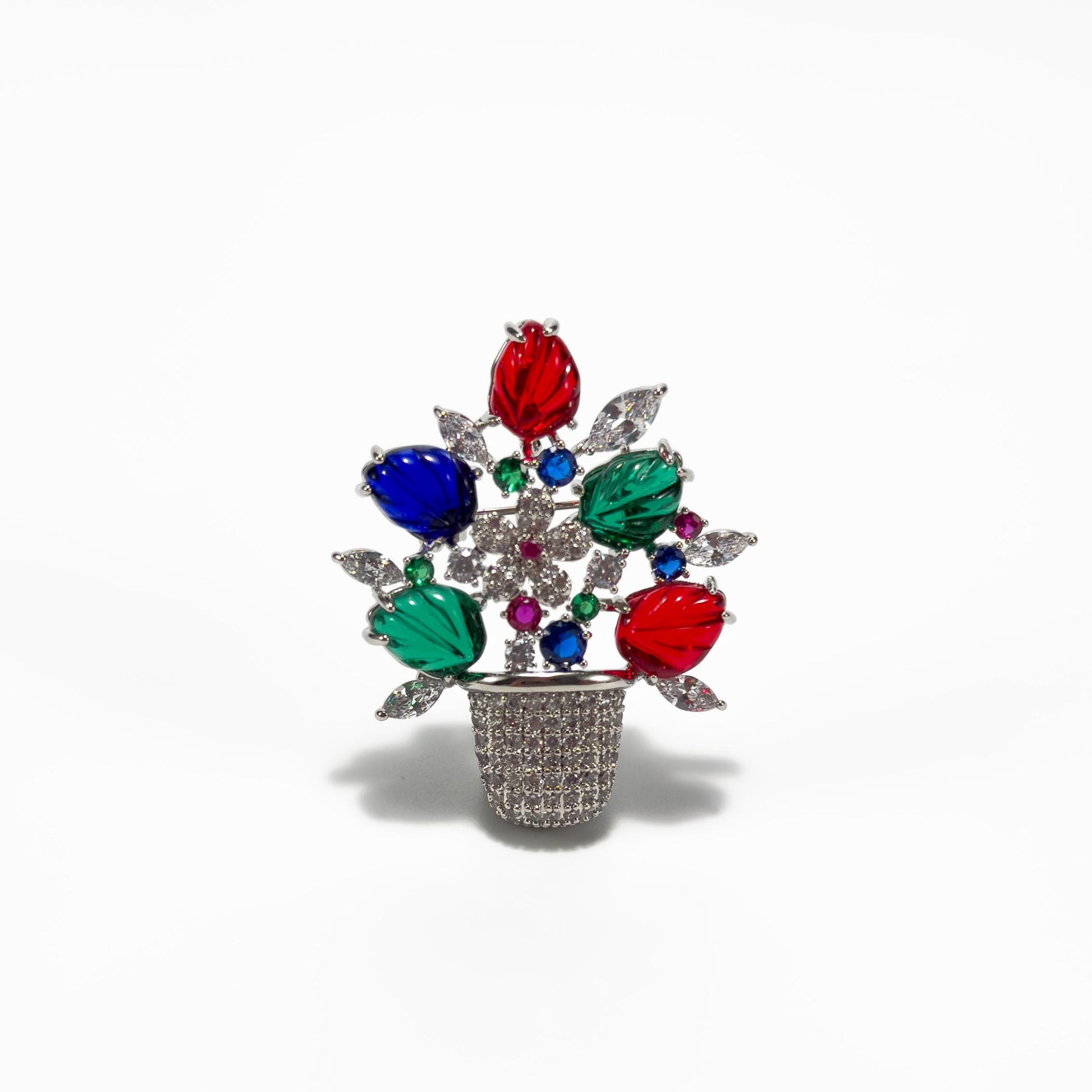 Luxury Colorful Floral Potted Plant Brooch
