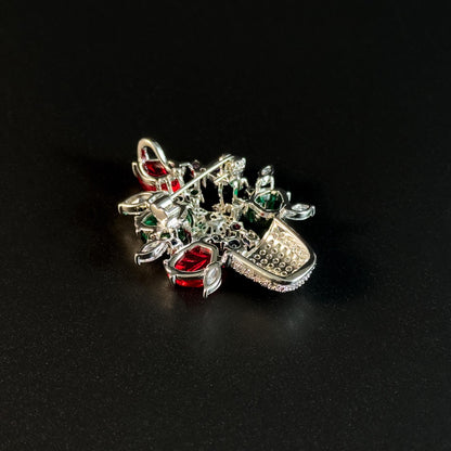 Luxury Colorful Floral Potted Plant Brooch