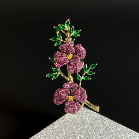 Floral Rhinestone Brooch