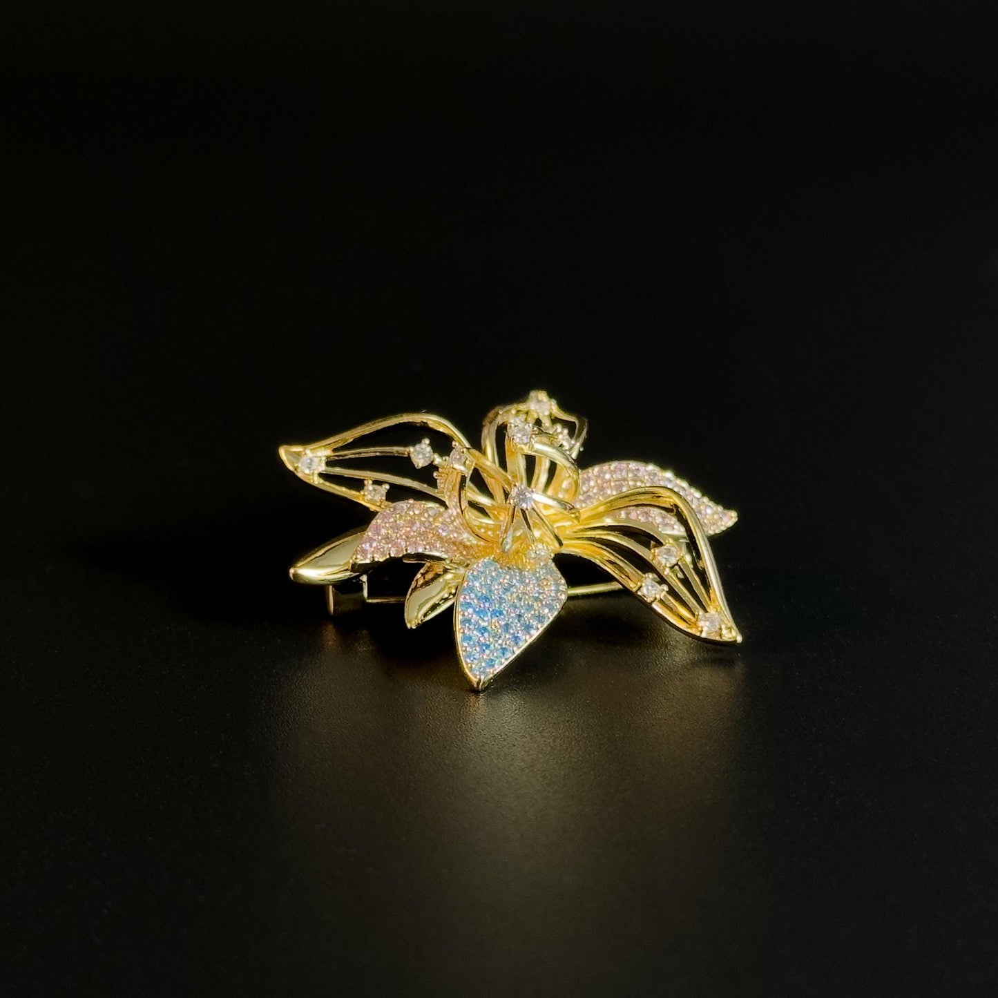 Rhinestone Flower Brooch
