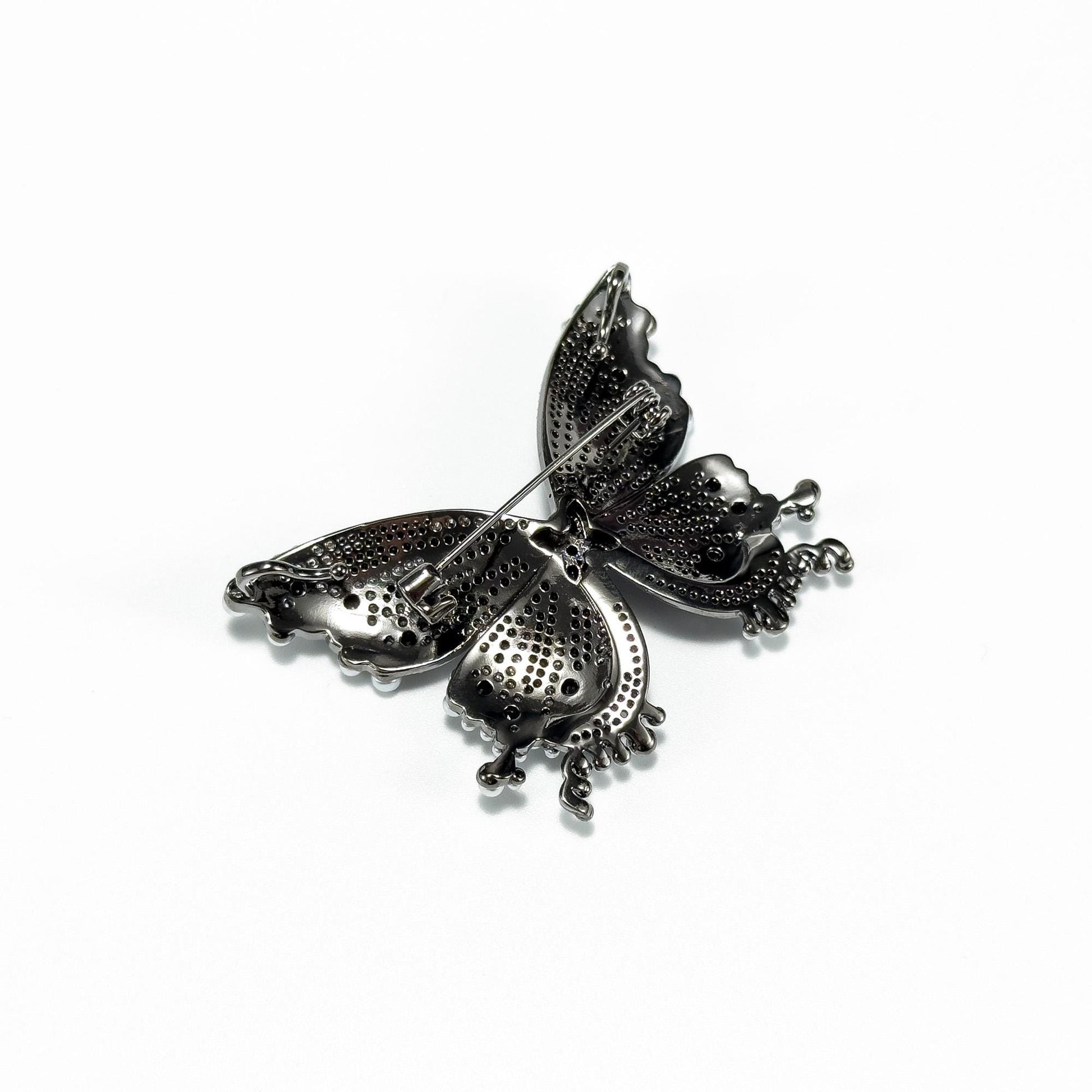 Black Butterfly-Shaped Brooch