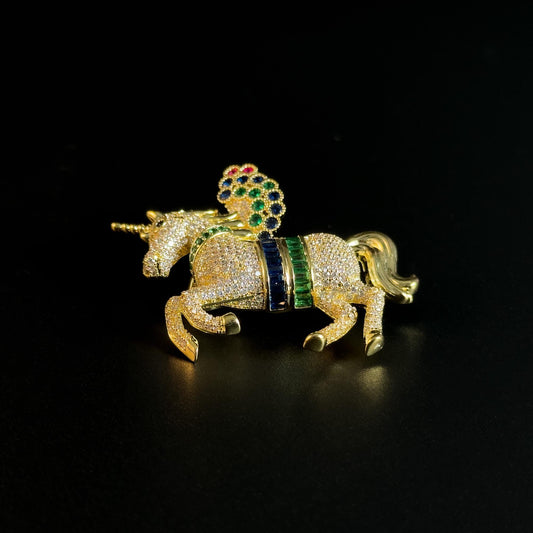 Gold Unicorn Brooch