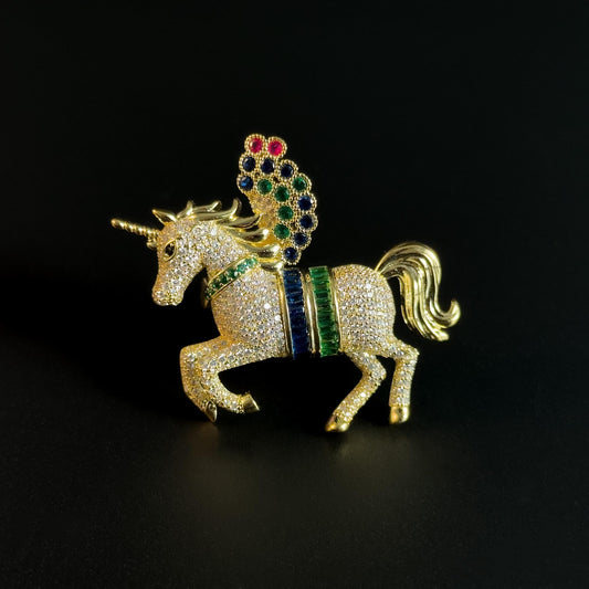 Gold Unicorn Brooch