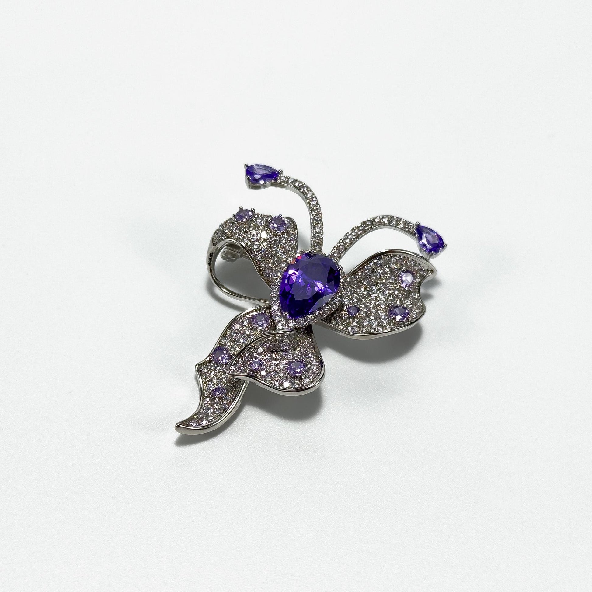 Amethyst Bow Brooch