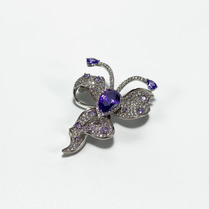 Amethyst Bow Brooch