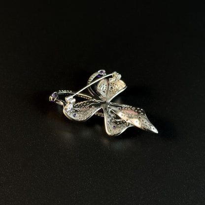 Amethyst Bow Brooch