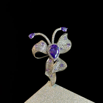 Amethyst Bow Brooch