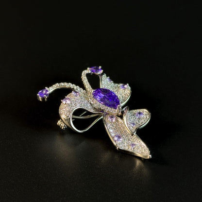 Amethyst Bow Brooch