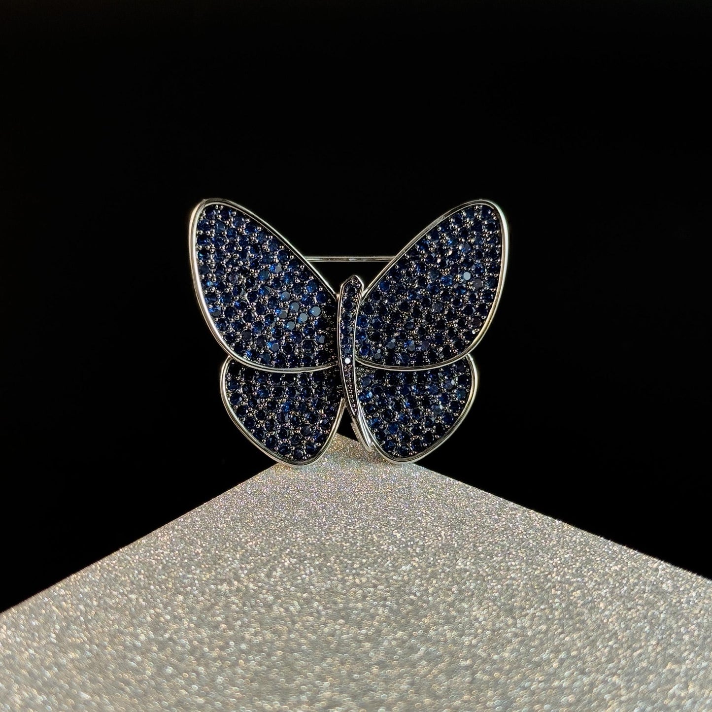 Blue Rhinestone Butterfly Brooch