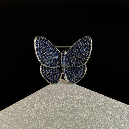 Blue Rhinestone Butterfly Brooch