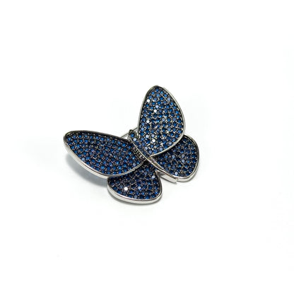 Blue Rhinestone Butterfly Brooch