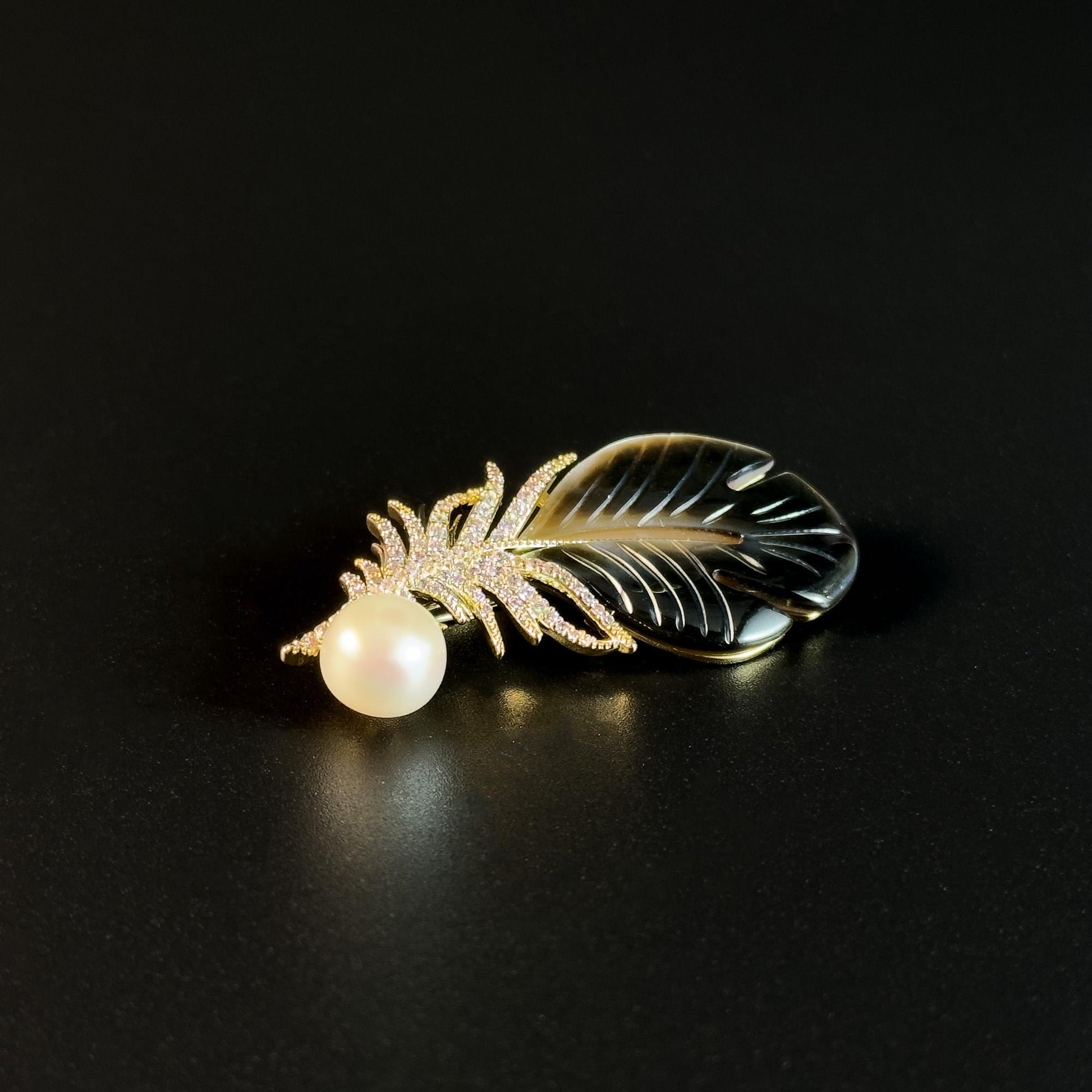 Mother-of-Pearl Feather Brooch