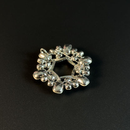 Blue Crystal Rhinestone Floral Wreath Brooch