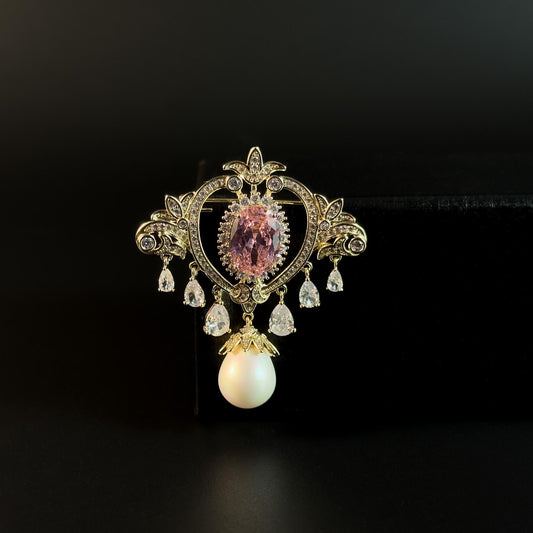 Vintage Court Style Pearl Pendant Brooch