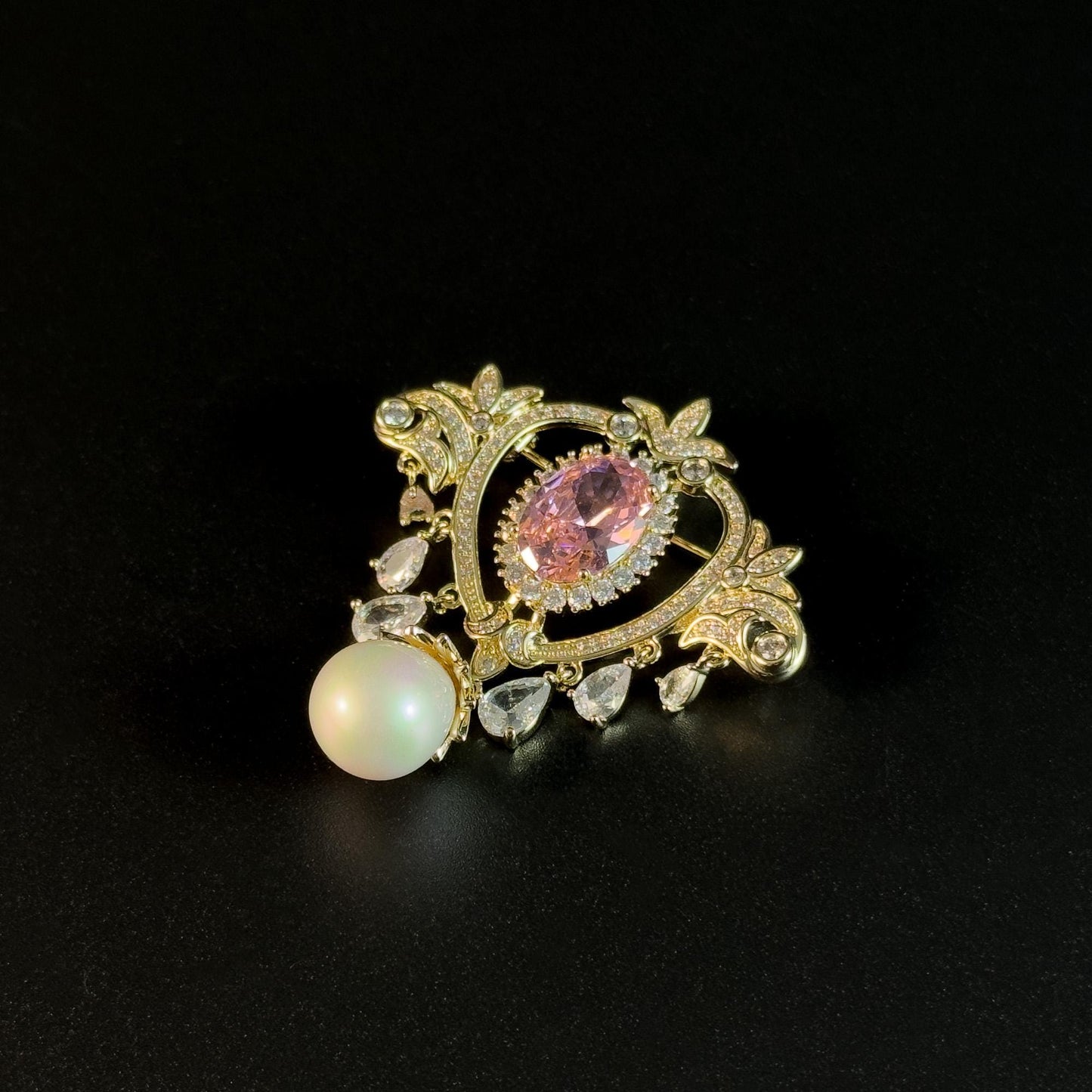 Vintage Court Style Pearl Pendant Brooch