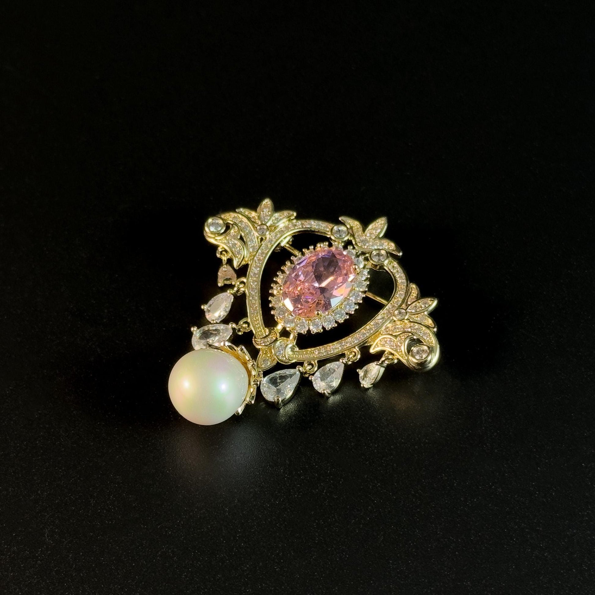 Vintage Court Style Pearl Pendant Brooch