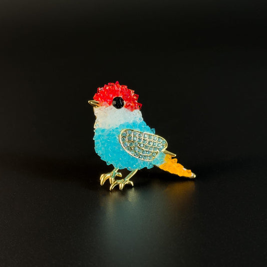 Adorable Colorful Crystal Bird Brooch