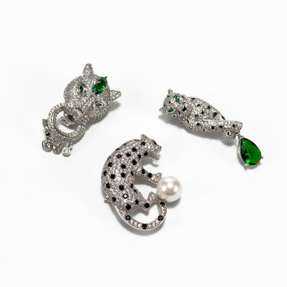 Silver Panther Brooch