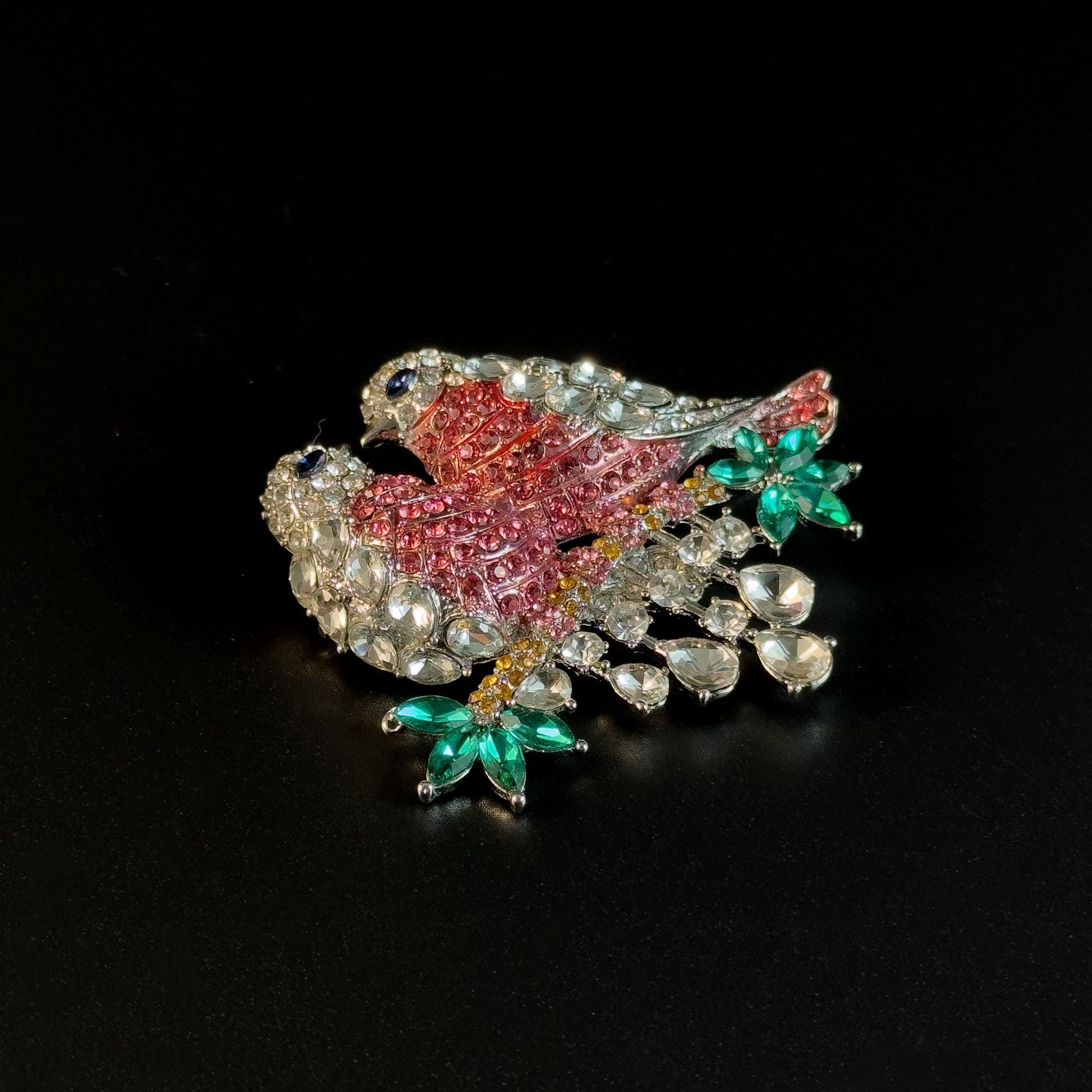 Pink Double Bird Brooch