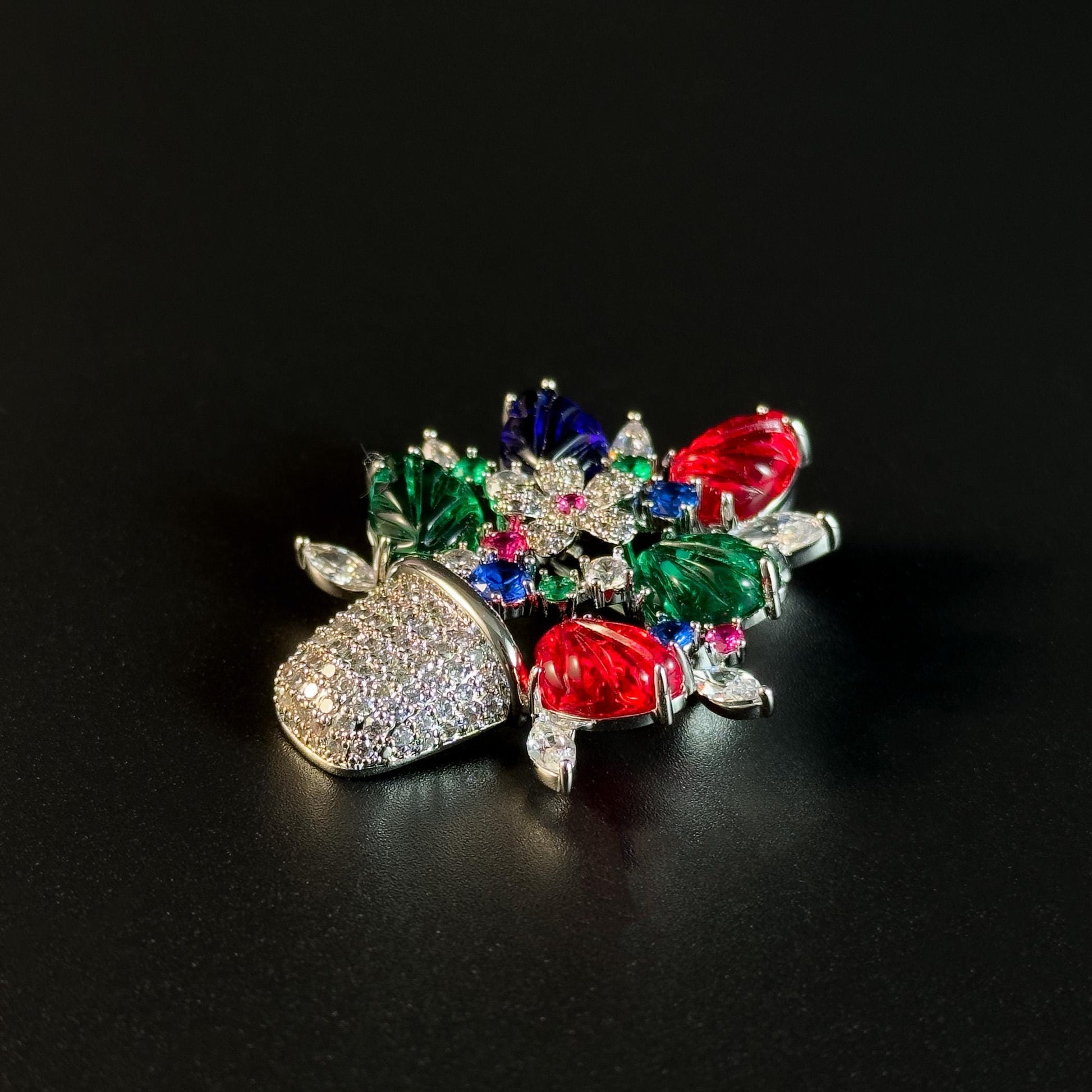 Luxury Colorful Floral Potted Plant Brooch
