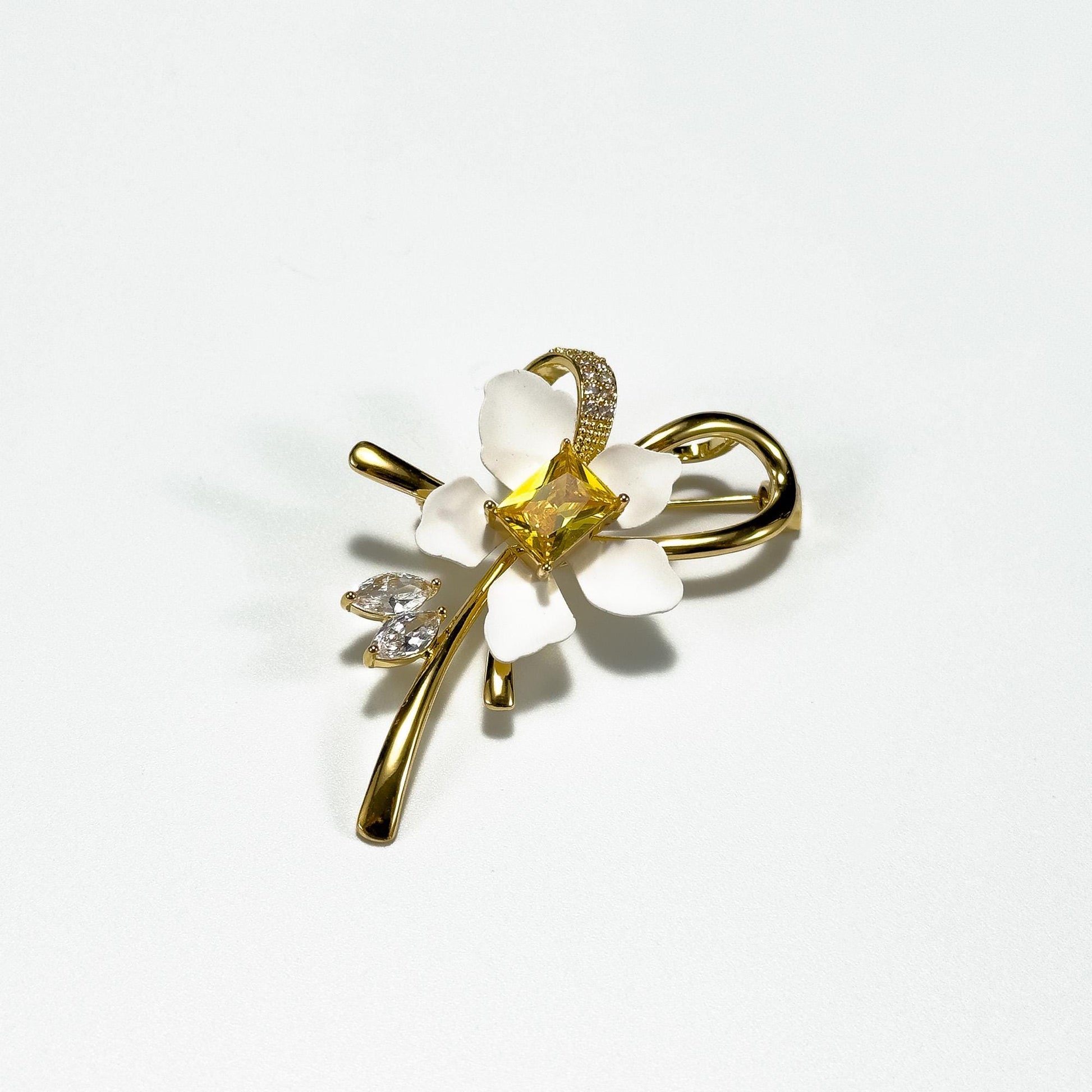 Elegant White Flower Brooch