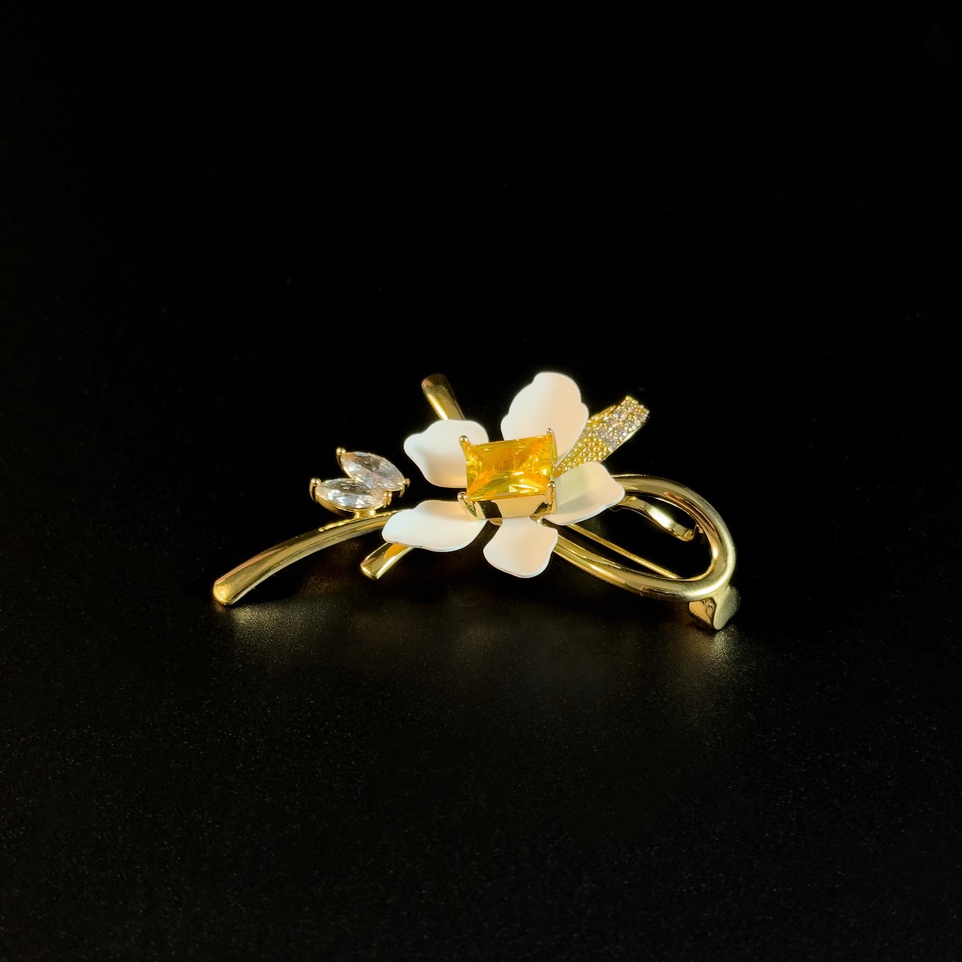 Elegant White Flower Brooch