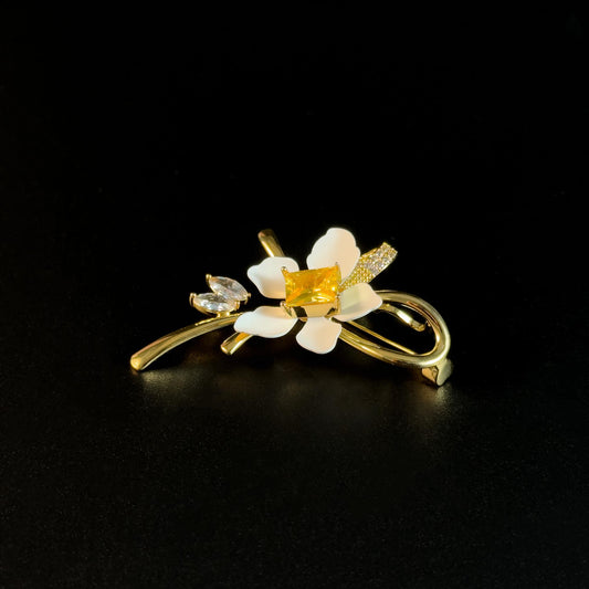 Elegant White Flower Brooch