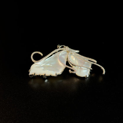 White Mother-of-Pearl Butterfly Brooch